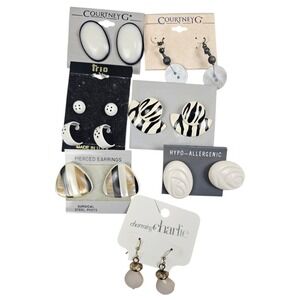 Vintage Earrings Lot 7 Pairs Courtney G Charming Charlie Retro 80s Style Studs